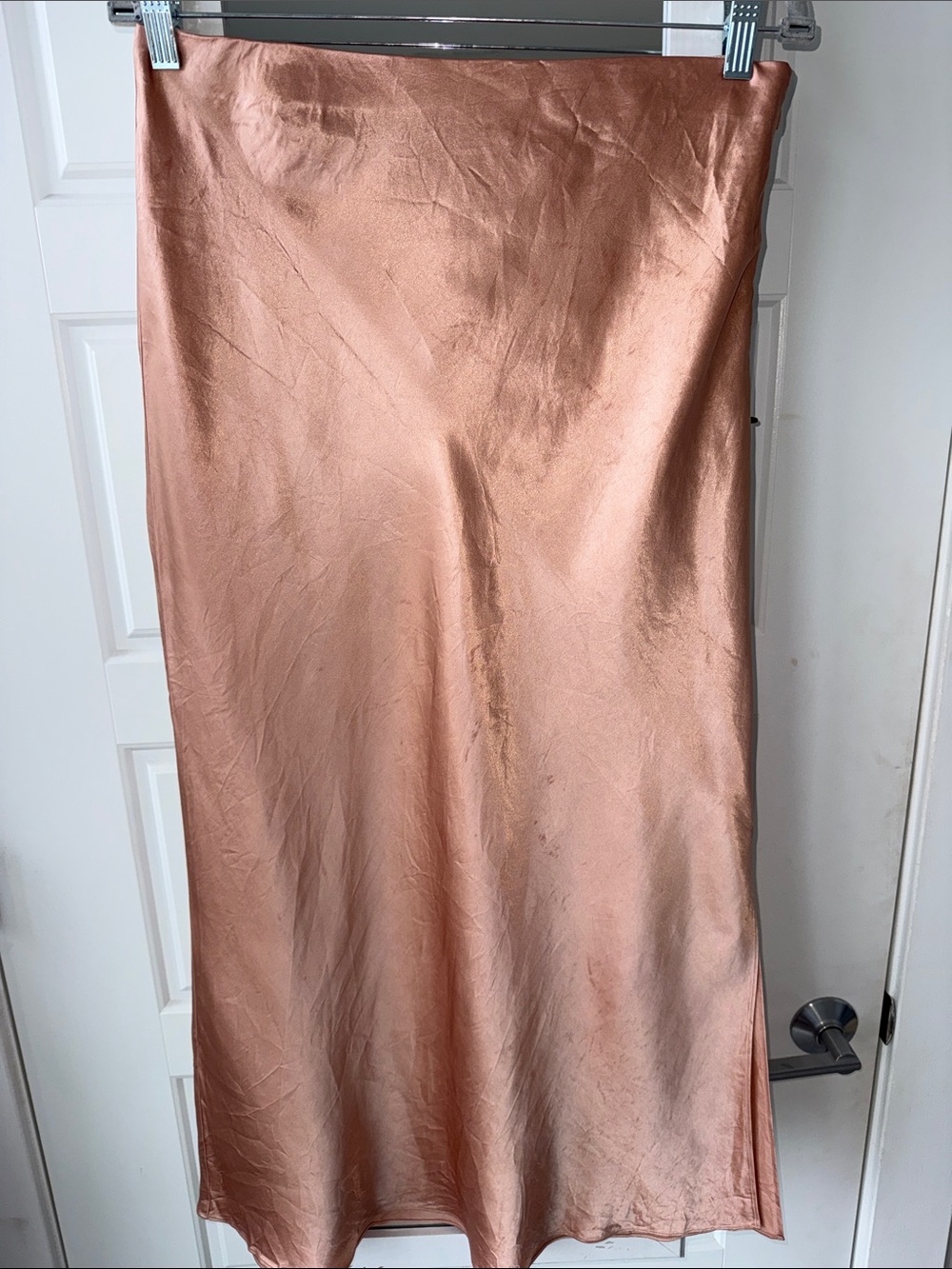 Vince Rose Gold Satin Maxi Slip skirt